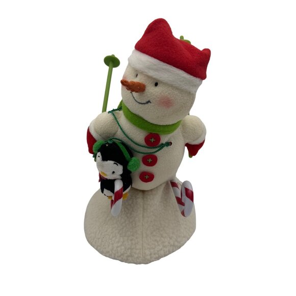 Hallmark Holiday 2012 Snowman Plush Figurine With Penguin & Candy Cane Skiing - Picture 2 of 4